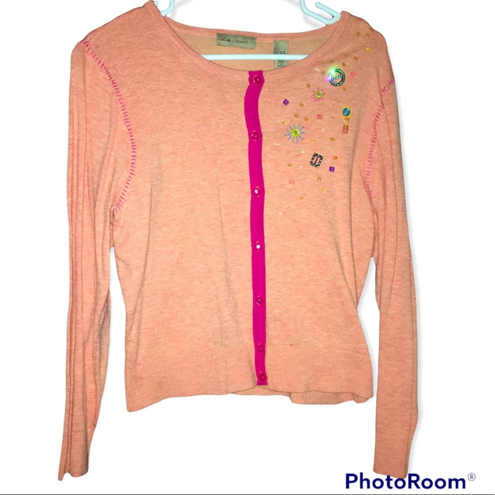 i.e. relaxed button up cardigan EUC Large peach pink